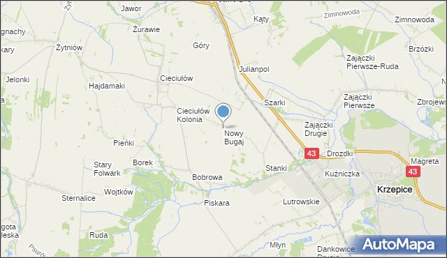 mapa Nowy Bugaj, Nowy Bugaj na mapie Targeo